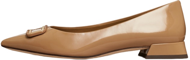 (Women) TORY BURCH Patent Leather Pointed Flat 'Brown Logo' 146412-200 (Women) TORY BURCH Patent Leather Pointed Flat 'Brown Logo' 146412-200