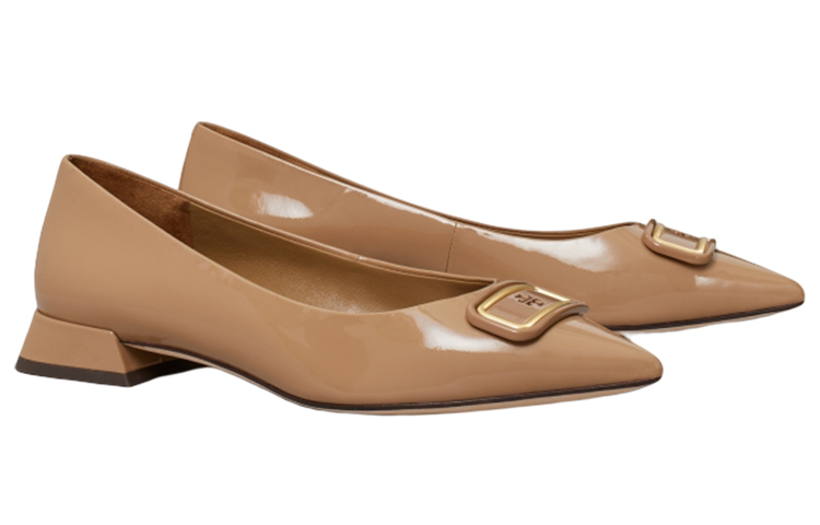 (W) TORY BURCH Patent Leather Pointed Flat 'Brown Logo' 圖 2