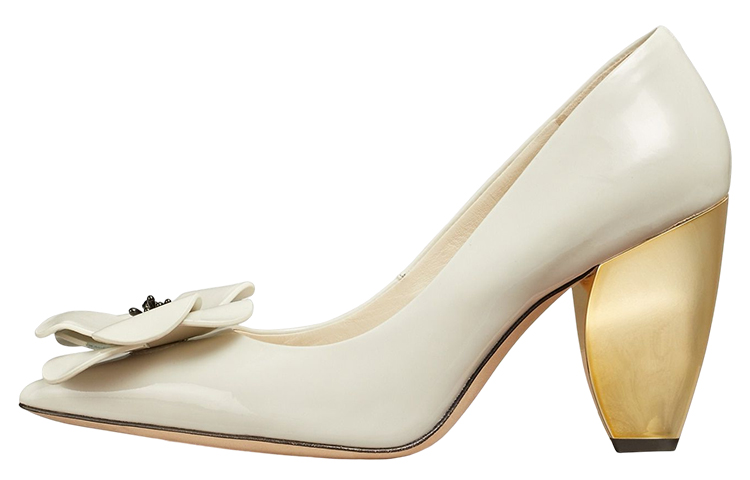 (Women) TORY BURCH Patent Leather Stiletto Heels 'White' 'Floral Bloom Pointed-Toe' 142995-731