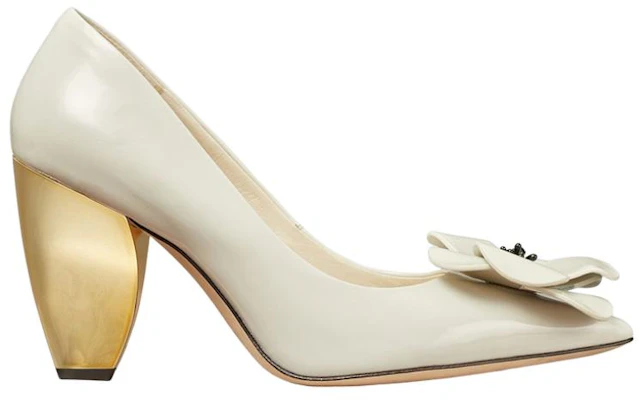 (W) TORY BURCH Leren Stilettohakken ''Wit'' ''Bloem Patroon Puntige Neus'' 142995-731 Order (W) TORY BURCH Leren Stilettohakken ''Wit'' ''Bloem Patroon Puntige Neus'' 142995-731
