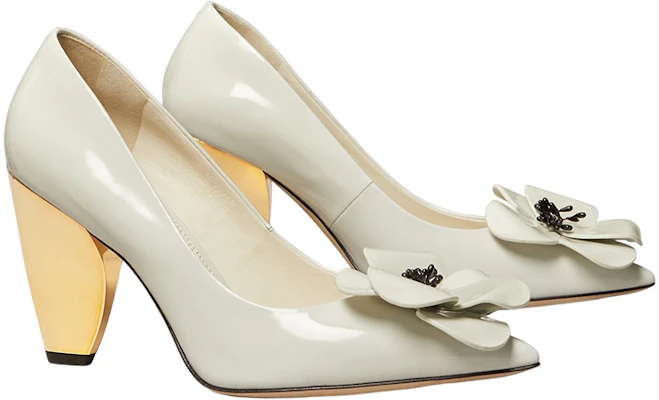 (W) TORY BURCH Leren Stilettohakken ''Wit'' ''Bloem Patroon Puntige Neus'' 142995-731 Lookbook (W) TORY BURCH Leren Stilettohakken ''Wit'' ''Bloem Patroon Puntige Neus'' 142995-731