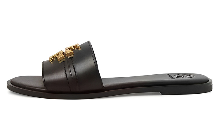 (Women) TORY BURCH Peep-Toe Slide 'Deep Black' 60245-004