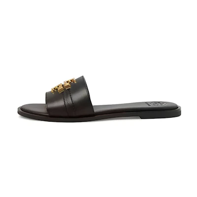 (W) TORY BURCH Peep-Toe Slide 'Deep Black'