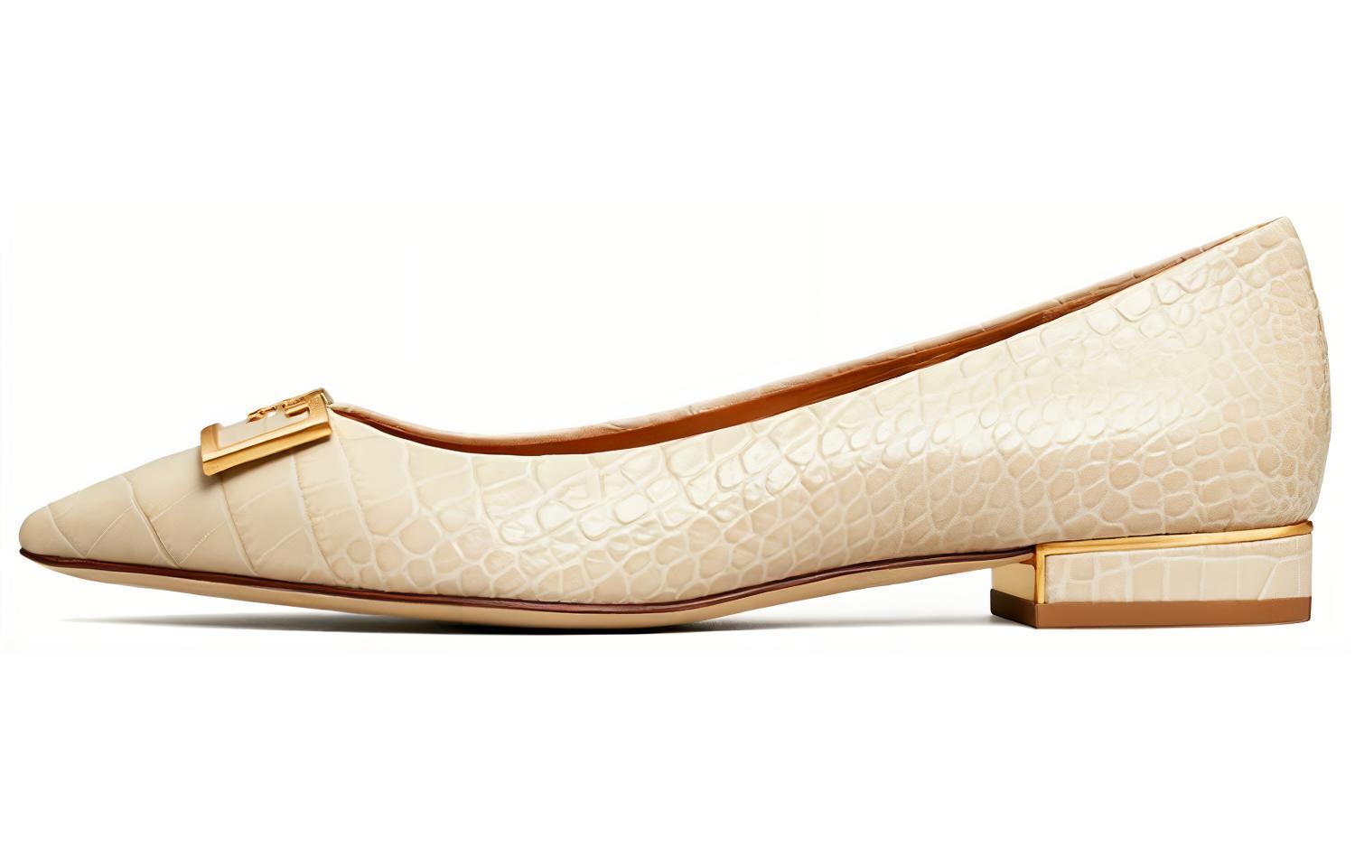 Buy (Women) TORY BURCH Pointed-Toe Leather Flats 'Beige' 76349-252