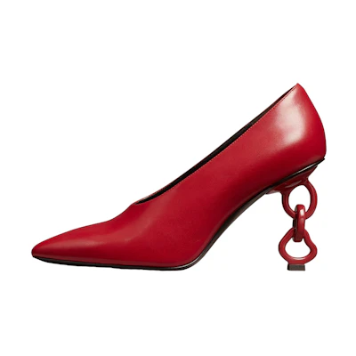 (W) TORY BURCH Pointed-Toe Pump 'Red Odd Heel'