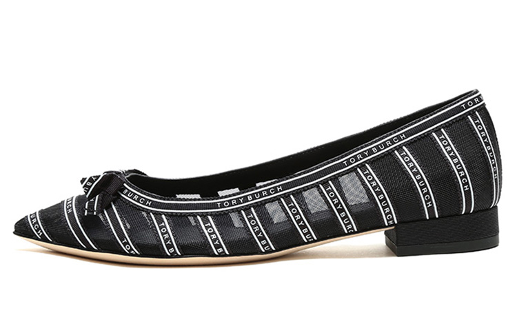 (W) TORY BURCH Printed Fabric Pointed Toe Flats 'Navy Blue'