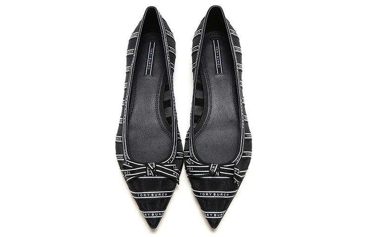 (W) TORY BURCH Printed Fabric Pointed Toe Flats 'Navy Blue' 圖 4