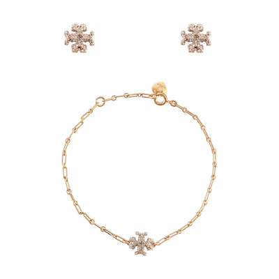 (Women) Tory Burch Roxanne Chain Bracelet and Earrings Set Women’s Gold. 87055-700