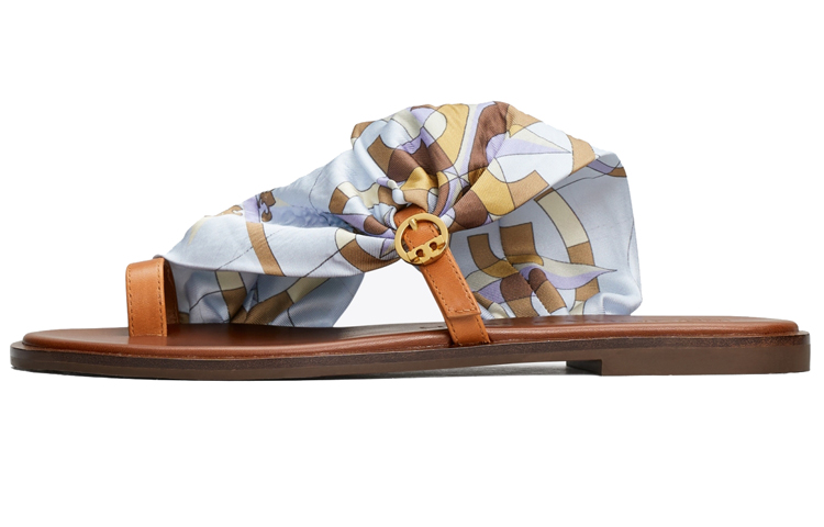 (W) TORY BURCH Selby Slide 'Purple Scarf Print'