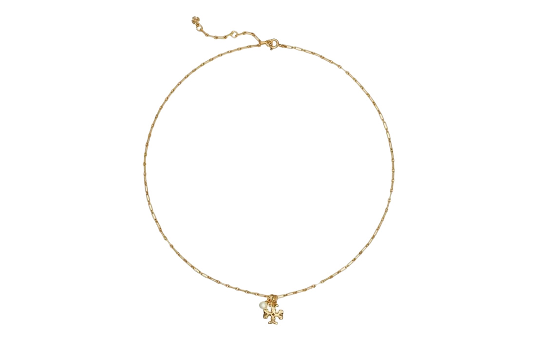 (Women) Tory Burch Simple Double T Logo Brass Pendant Necklace for Women 144695-700