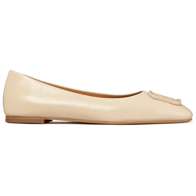 (W) TORY BURCH Square Toe Leather Flats 'Beige' 圖 2