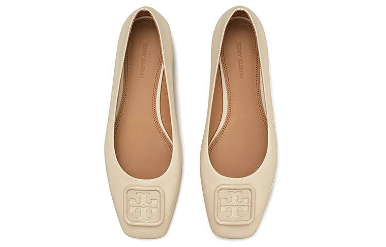 (W) TORY BURCH Square Toe Leather Flats 'Beige' 圖 4