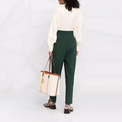 (Women) Tory Burch SS22 Beige Bow Tie Long Sleeve Jacquard Shirt. 87278-267 Purchase (Women) Tory Burch SS22 Beige Bow Tie Long Sleeve Jacquard Shirt. 87278-267