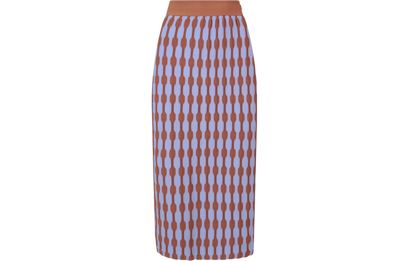 Order (W) Tory Burch SS22 幾何印花彈性中長裙 藍色 女士休閒裙 135486-418