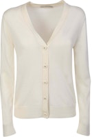 (Women) TORY BURCH SS23 Beige V-Neck Solid Button Sweater 146283-104 (Women) TORY BURCH SS23 Beige V-Neck Solid Button Sweater 146283-104