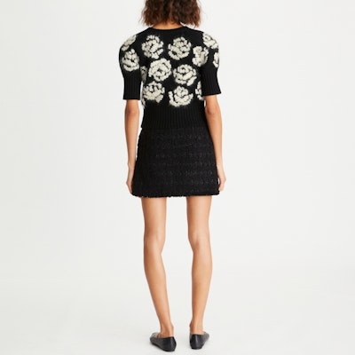 (W) TORY BURCH SS23 黑色玫瑰刺繡提花羊絨毛衣 145845-001 Shop (W) TORY BURCH SS23 黑色玫瑰刺繡提花羊絨毛衣 145845-001