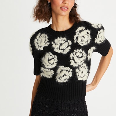 (W) TORY BURCH SS23 黑色玫瑰刺繡提花羊絨毛衣 145845-001 Purchase (W) TORY BURCH SS23 黑色玫瑰刺繡提花羊絨毛衣 145845-001