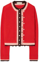 Order (Women) TORY BURCH SS23 Colorblock Cashmere Knit Sweater Red Long Sleeve 144571-418