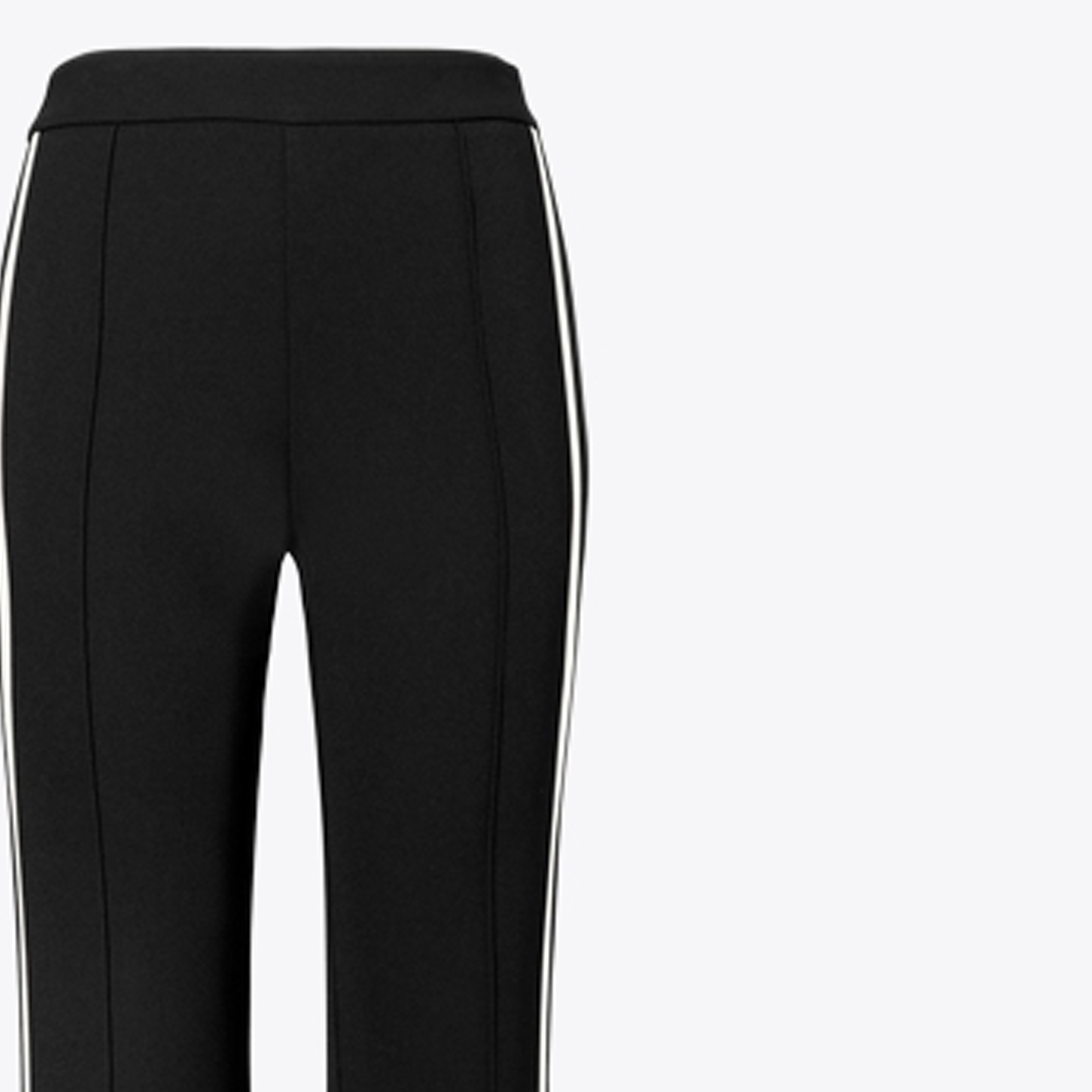 Sizing (Women) Tory Burch SS23  High-Waisted Flared Pants with Side Stripes Black 151702-001