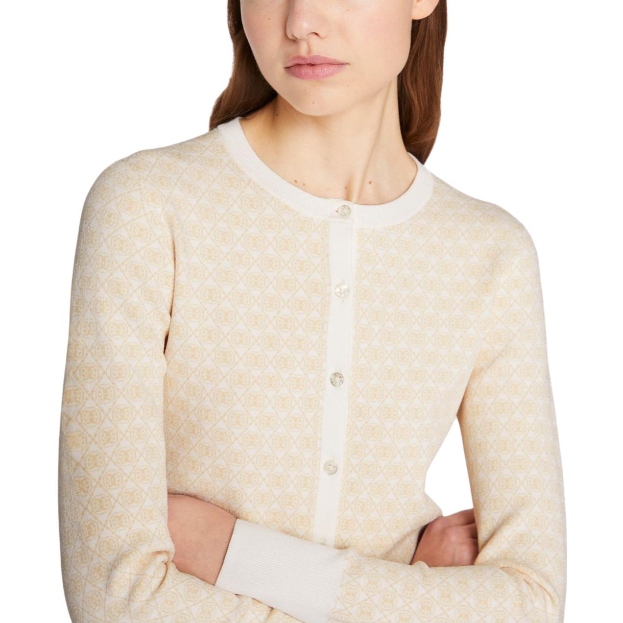 Purchase (W) Tory Burch SS23 象牙白提花針織開襟毛衣外套. 151712-220