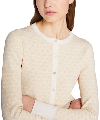 (W) Tory Burch SS23 象牙白提花針織開襟毛衣外套. 151712-220 Purchase (W) Tory Burch SS23 象牙白提花針織開襟毛衣外套. 151712-220