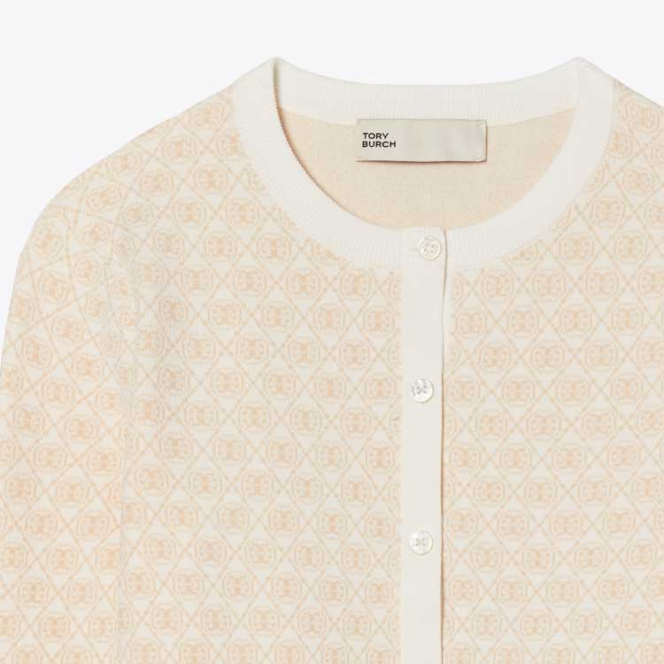 Sizing (W) Tory Burch SS23 象牙白提花針織開襟毛衣外套. 151712-220