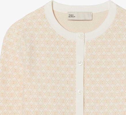 (W) Tory Burch SS23 象牙白提花針織開襟毛衣外套. 151712-220 Sizing (W) Tory Burch SS23 象牙白提花針織開襟毛衣外套. 151712-220