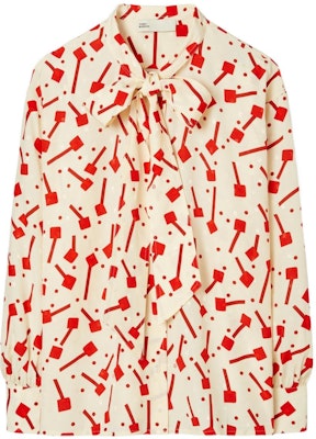(Women) Tory Burch SS23 Lollipop Print Tie Long Sleeve Shirt Beige 144139-253 Buy (Women) Tory Burch SS23 Lollipop Print Tie Long Sleeve Shirt Beige 144139-253