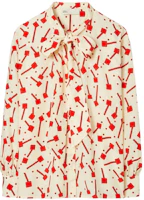 Order (W) Tory Burch SS23 棒棒糖印花綁帶長袖襯衫 米色 144139-253
