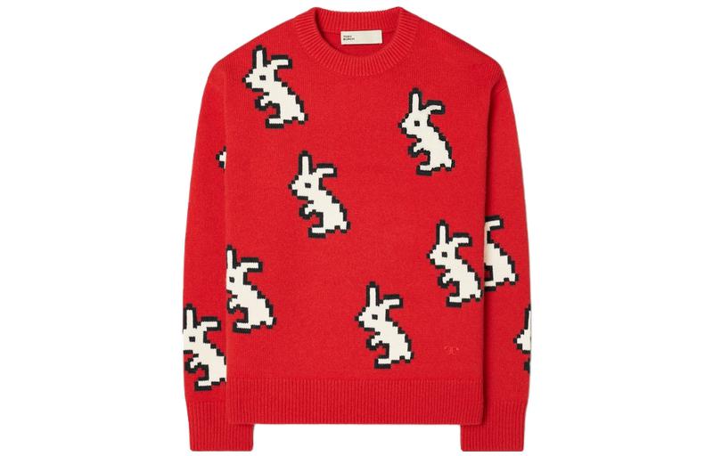 Order (W) Tory Burch 2023 春節系列紅色羅紋針織圓領毛衣 女款 142251-618