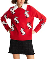 Purchase (W) Tory Burch 2023 春節系列紅色羅紋針織圓領毛衣 女款 142251-618