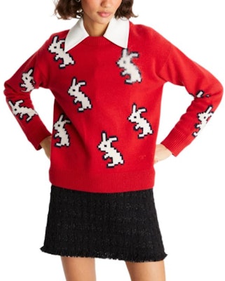 (W) Tory Burch 2023 春節系列紅色羅紋針織圓領毛衣 女款 142251-618 Purchase (W) Tory Burch 2023 春節系列紅色羅紋針織圓領毛衣 女款 142251-618