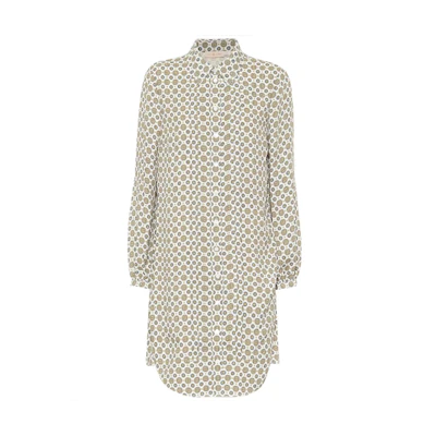 (Women) Tory Burch SS23 Patterned Button-Up Long Sleeve Dress Women’s Grey 75266-802