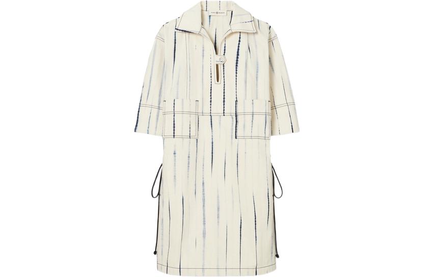 Order (Women) TORY BURCH SS23 Striped Print Short Sleeve Shirt Dress Women Multicolor 138404-422