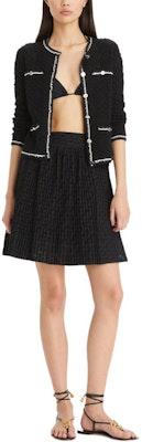 (W) TORY BURCH SS24 Hitam Logo Lace Trim Knit Cardigan. 160634-001 Lookbook (W) TORY BURCH SS24 Hitam Logo Lace Trim Knit Cardigan. 160634-001