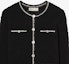 Sizing (W) TORY BURCH SS24 Hitam Logo Lace Trim Knit Cardigan. 160634-001