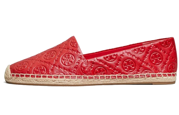 (W) TORY BURCH T-Monogram Flat 'Red Woven'