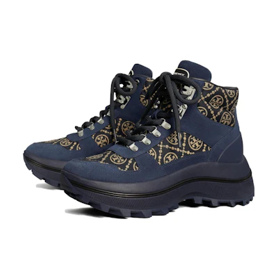 (W) TORY BURCH T Monogram Ankle Boots 'Deep Navy CMFT Lace-Up'