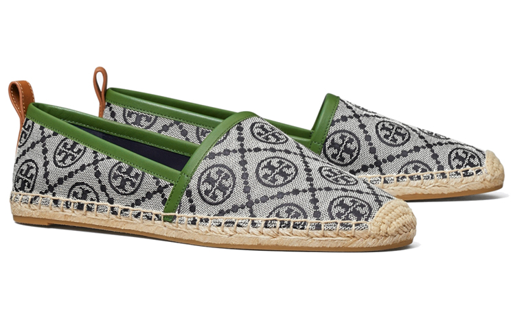 Shop TORY BURCH 湯麗柏琦 T字母徽章 時尚平底鞋 女式 海軍藍色