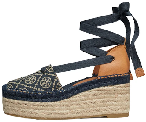 (Women) Tory Burch T Monogram Platform Sandals Women Blue 134913-400 Buy (Women) Tory Burch T Monogram Platform Sandals Women Blue 134913-400