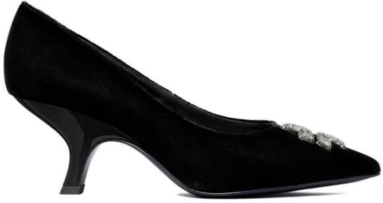 (Women) TORY BURCH Velvet Logo Pointed-Toe Stiletto Heels 'Black' 146482-006 Order (Women) TORY BURCH Velvet Logo Pointed-Toe Stiletto Heels 'Black' 146482-006