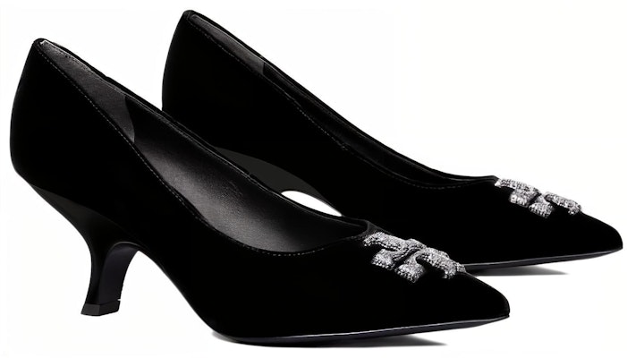 (Women) TORY BURCH Velvet Logo Pointed-Toe Stiletto Heels 'Black' 146482-006 Lookbook (Women) TORY BURCH Velvet Logo Pointed-Toe Stiletto Heels 'Black' 146482-006