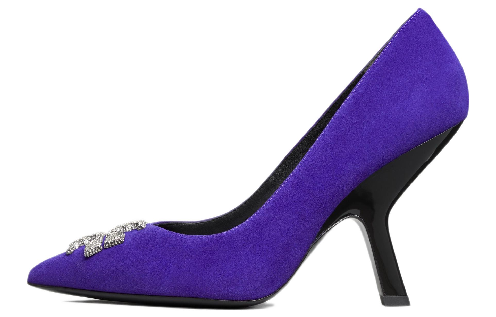 (W) TORY BURCH Velvet Stud Heels 'Deep Purple'