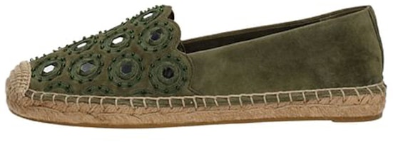 (Women) TORY BURCH Velvet Suede Espadrille Flats 'Green' 43018-305 (Women) TORY BURCH Velvet Suede Espadrille Flats 'Green' 43018-305
