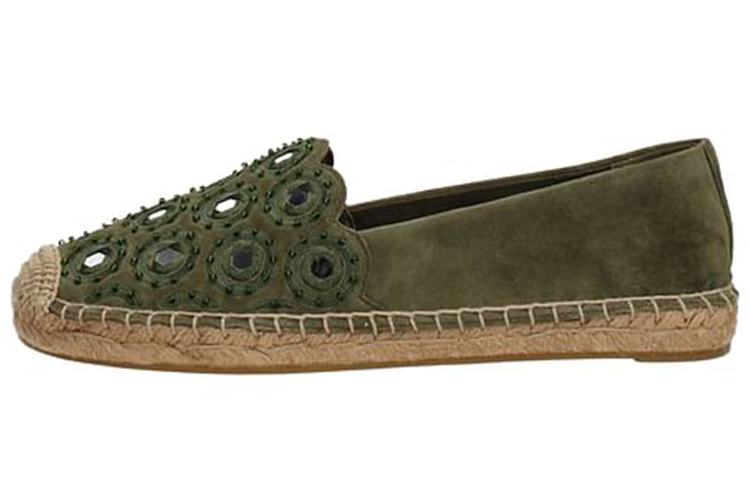 (Women) TORY BURCH Velvet Suede Espadrille Flats 'Green' 43018-305