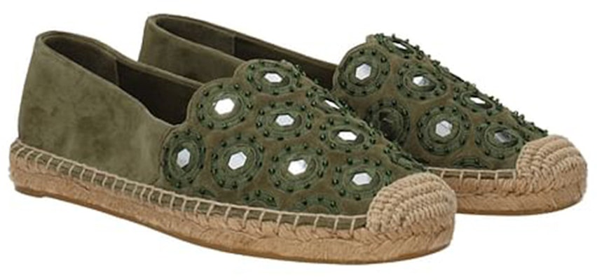 (Women) TORY BURCH Velvet Suede Espadrille Flats 'Green' 43018-305 Order (Women) TORY BURCH Velvet Suede Espadrille Flats 'Green' 43018-305