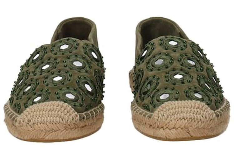 Lookbook (Women) TORY BURCH Velvet Suede Espadrille Flats 'Green' 43018-305