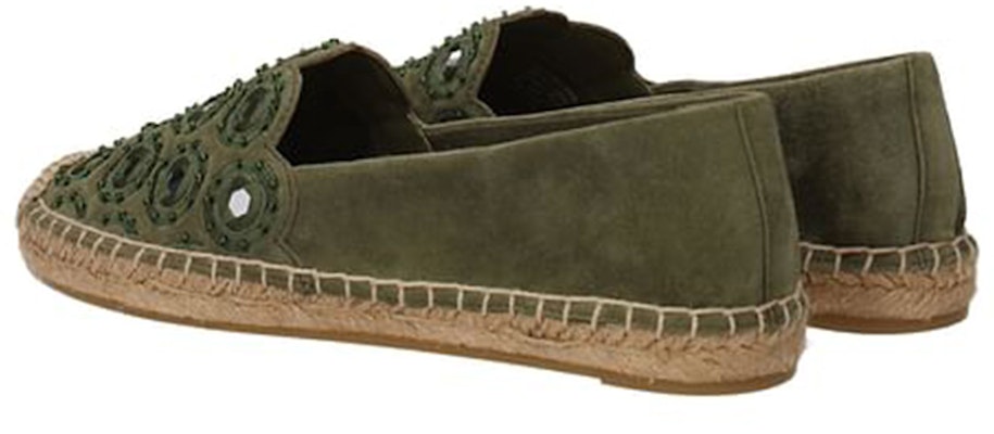(Women) TORY BURCH Velvet Suede Espadrille Flats 'Green' 43018-305 Shop (Women) TORY BURCH Velvet Suede Espadrille Flats 'Green' 43018-305