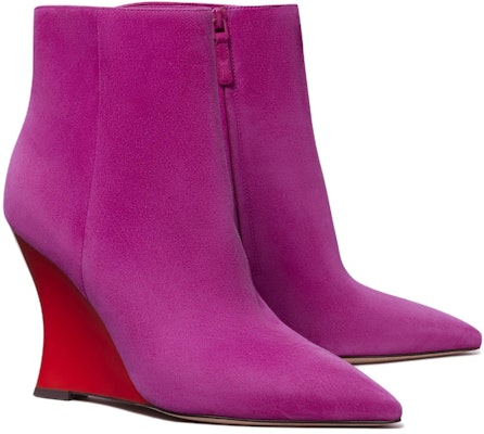 (Women) TORY BURCH Velvet Zip Wedge Booties 'Purple Fashion' 144478-650 Order (Women) TORY BURCH Velvet Zip Wedge Booties 'Purple Fashion' 144478-650