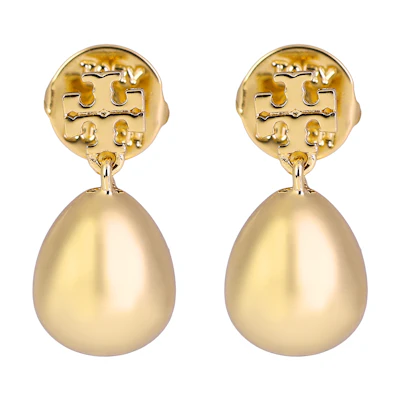 (Women) Tory Burch Waterdrop Brass Earrings for Women in Gold. 157215720